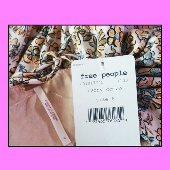 Free People NEW BOHEME Floral Lattice Trim Back Tie Dress 6 - Picture 5 of 12